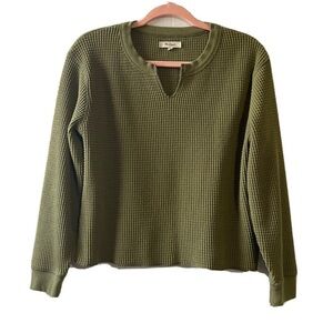 Madewell Waffle Split-Neck Top NWOT